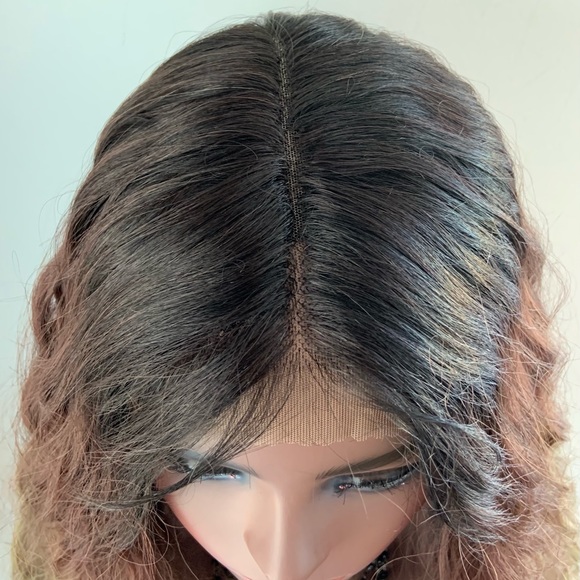 28” Ombre Auburn/Toffee Brown Lace Front Synthetic Wig - Picture 3 of 11